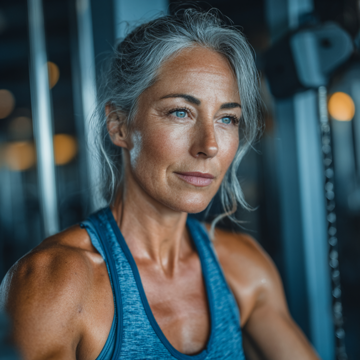 Група дорослих людей займається фітнесом